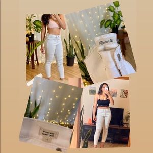 Madewell White Distressed High Rise Skinny Denim